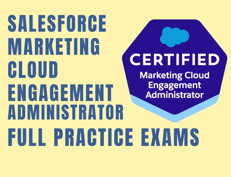 Foto com capa dos simulados de Salesforce Marketing Cloud Engagement Administrator