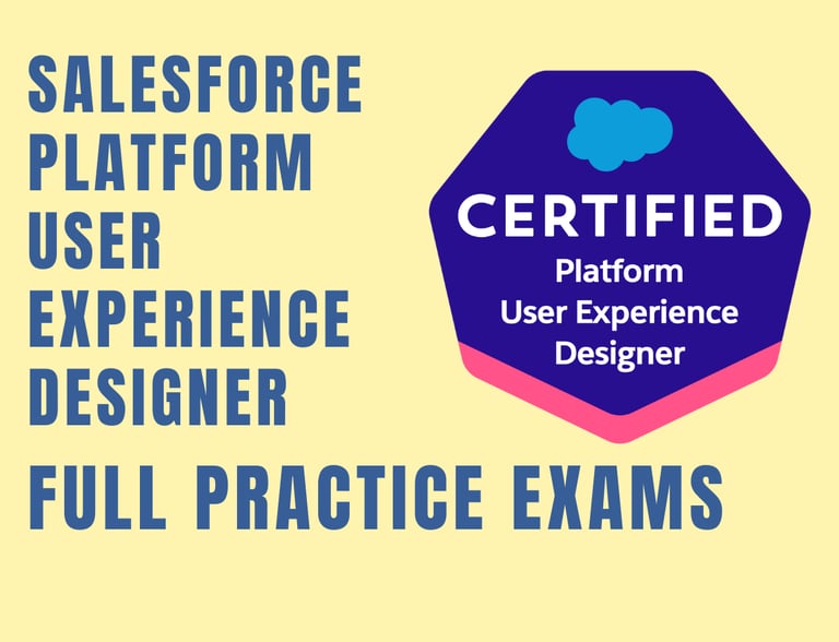Foto com capa dos simulados de Salesforce Platform User Experience Designer