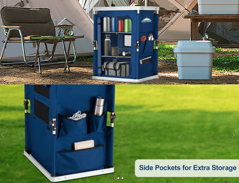 Eagle peak outdoor folding table 3 Shelf Organizer for camping gear organization