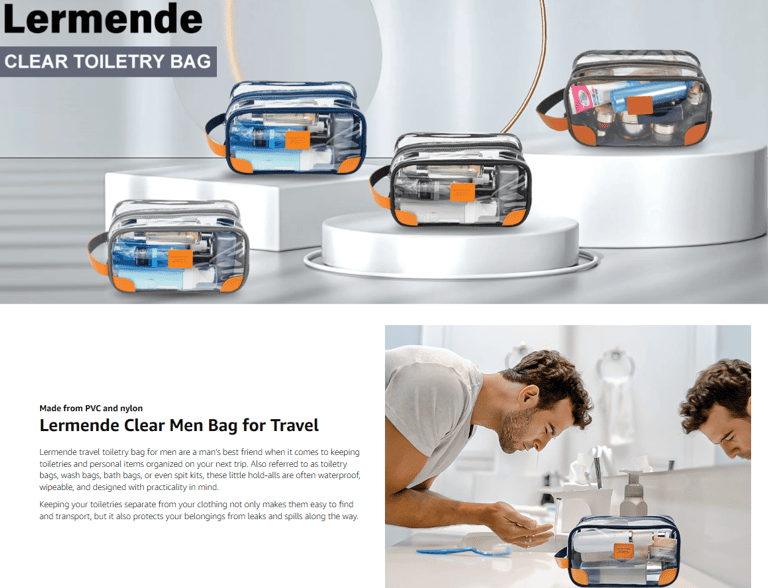Lermende Clear Toiletry Bag for waterproof toiletry organization