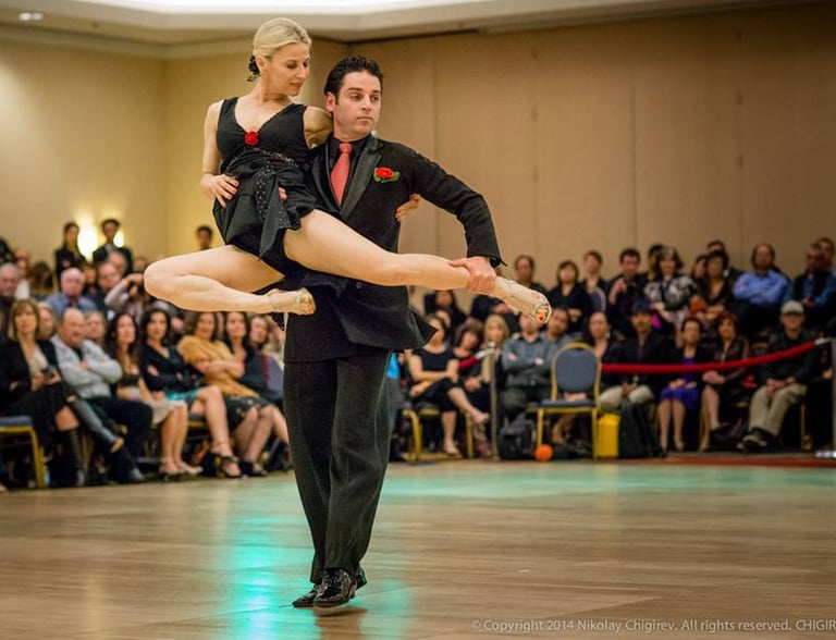 Mekhael Srour and Martha Slater in a tango competition