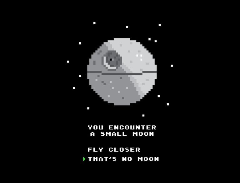 "That's No Moon" 8-bit apparel design