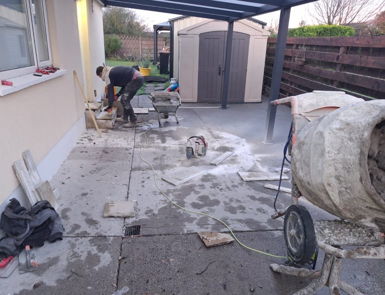 a man is working on a cement mixer