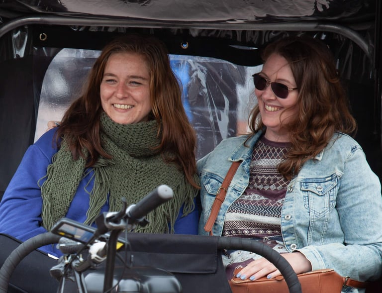 dutch ladies on bike taxi ride