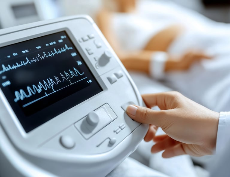 A medical device showing the patient's heart rate.
