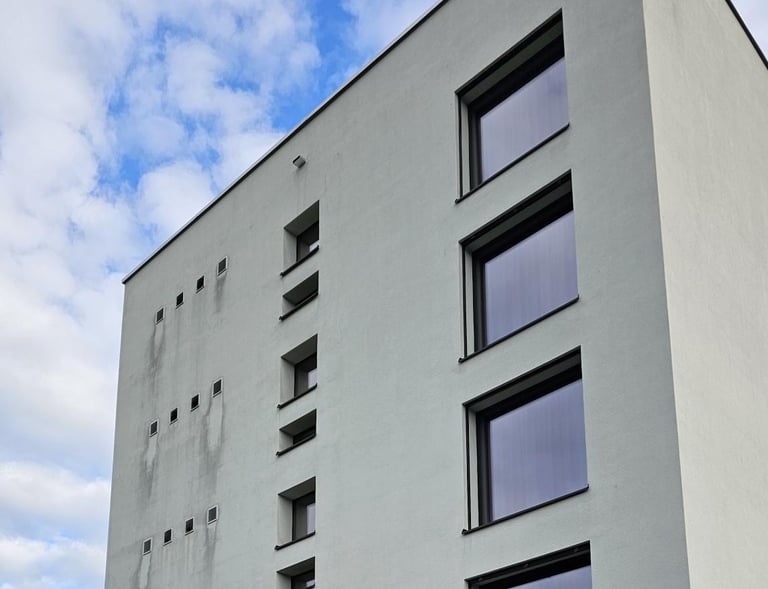 fasado plovimas dronu