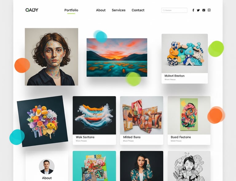 a website page with a bunch of pictures of a woman