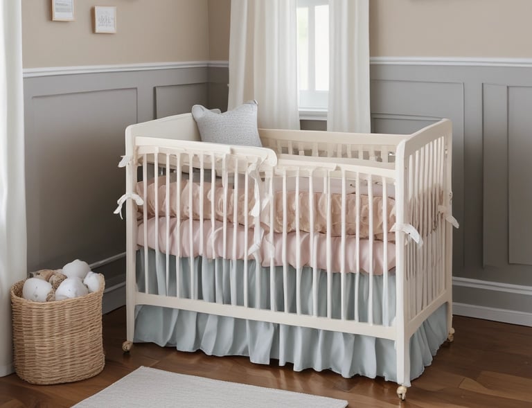 a baby's room with a crib bed and a crib
