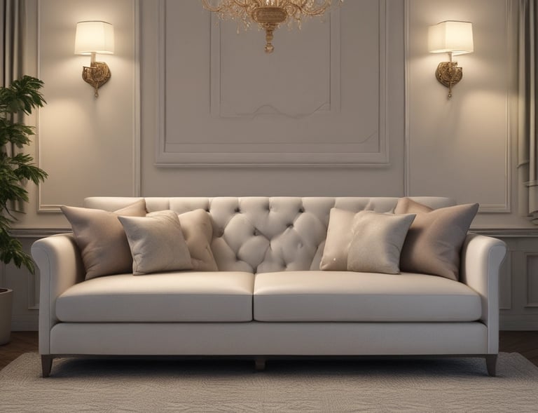 a couch with pillows and pillows in a room