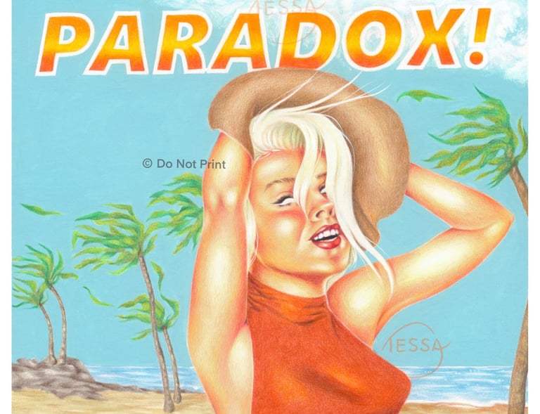 Play on words, paradise, paradox, Hawaii, tropical island, trouble in paradise, blue skies