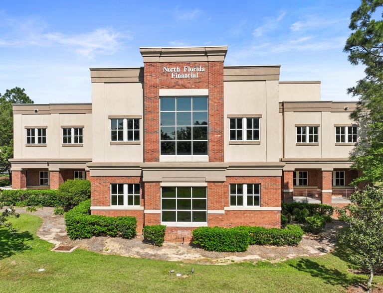 Drone image of professional office building