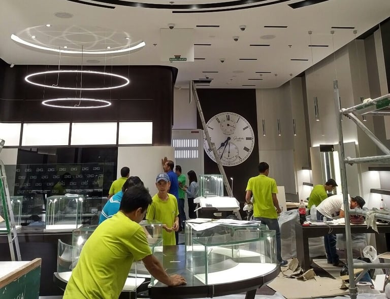 Vertical Space team installing modern ceiling lights Philippines