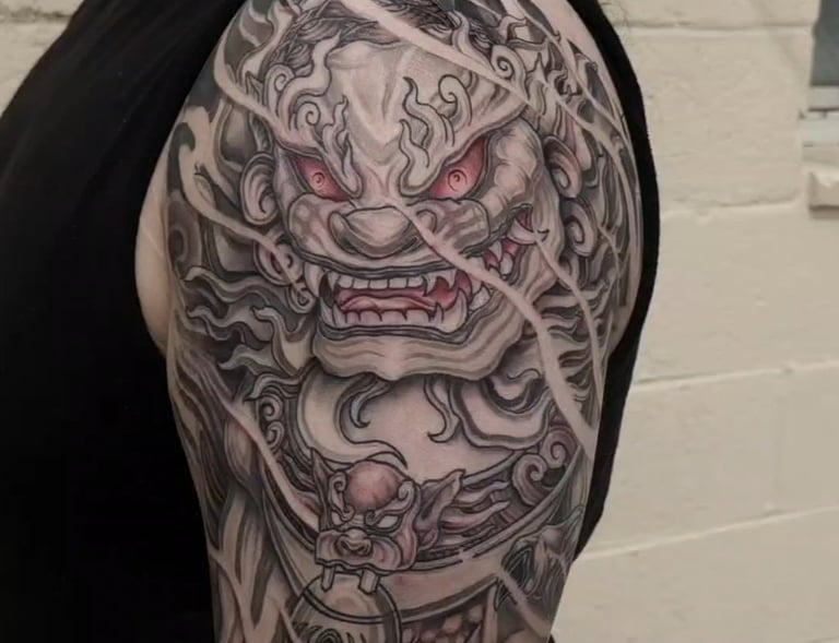 foo dog half sleeve arm
