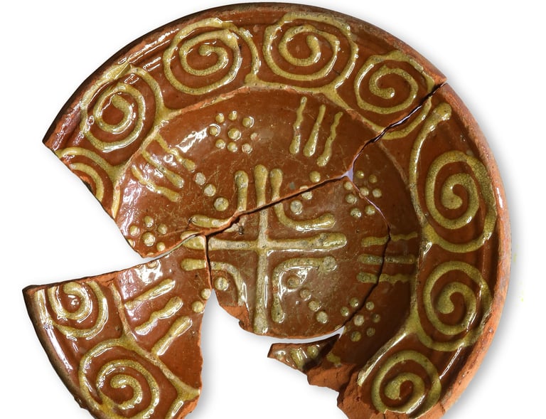 Slipware plate from Cringleford, Norfolk
