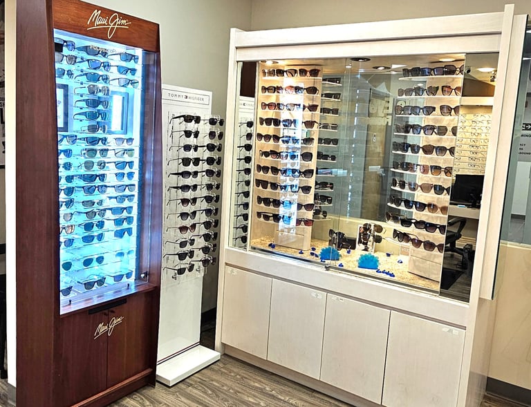 top brand sunglasses and eye wear in bowmanville optical, maui jim, tom ford, gucci, prada