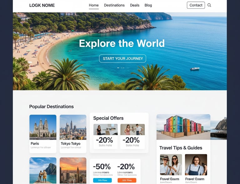 a website page with a picture of a beach