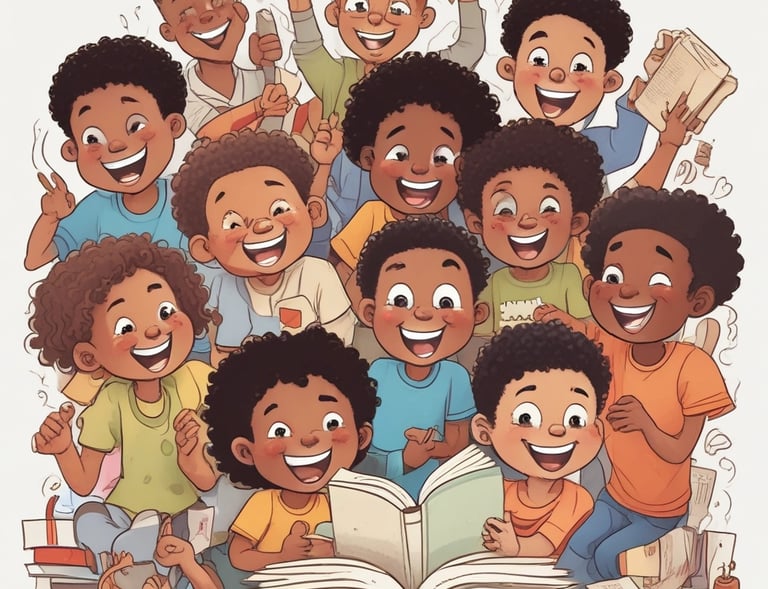 A cozy reading nook with a stack of Kingdom Kids Collection books and a small lamp casting warm light.