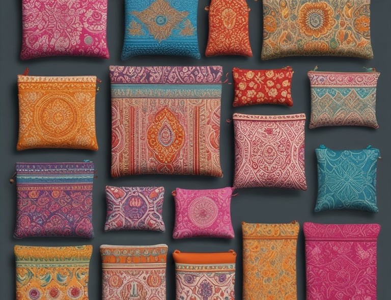 Colorful fabric scraps transformed into stylish, zero-waste fashion accessories.