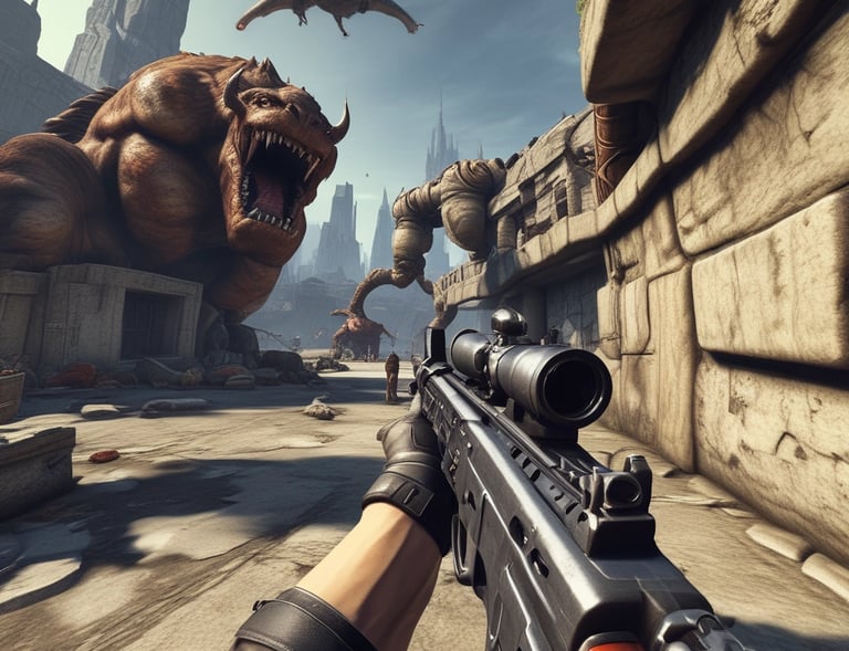 Action-packed moment from a mutator match showing players leaping across floating platforms with jetpacks.