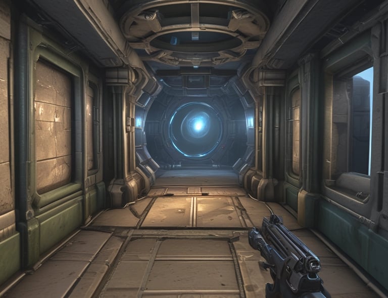 Intense firefight captured in a dark industrial-themed map with glowing neon lights.