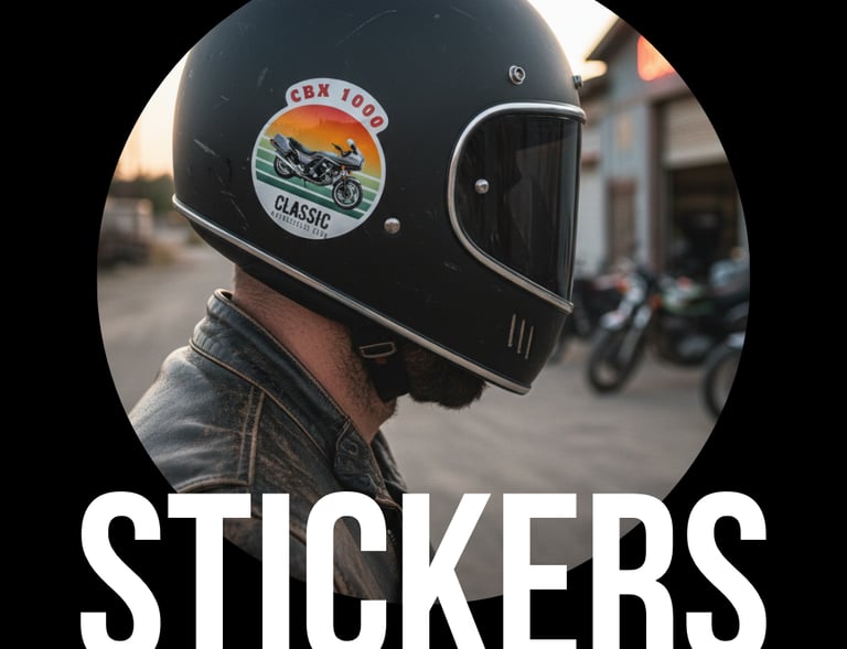 a man wearing a helmet and a helmet with a sticker on it