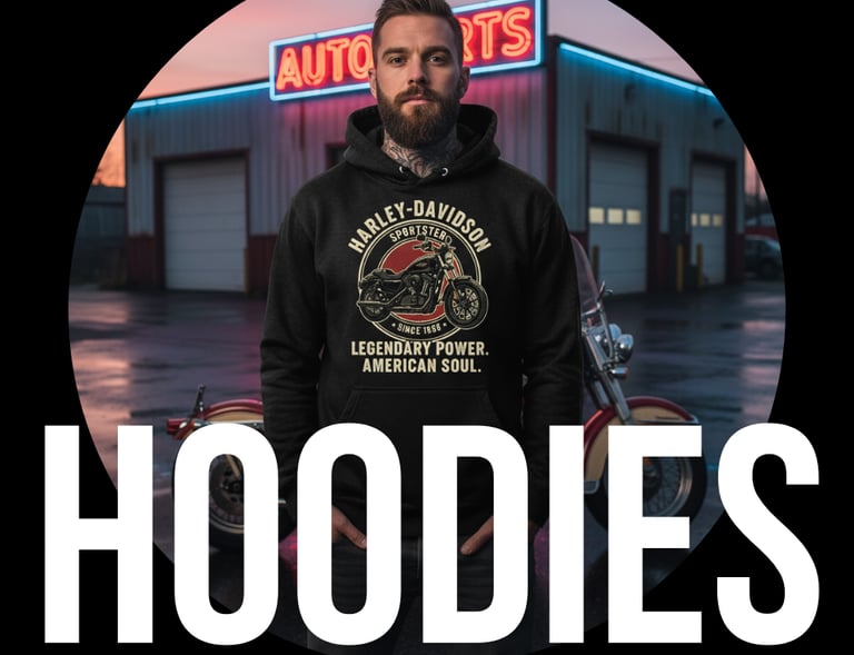 man wearing harley davidson sportster hoodie