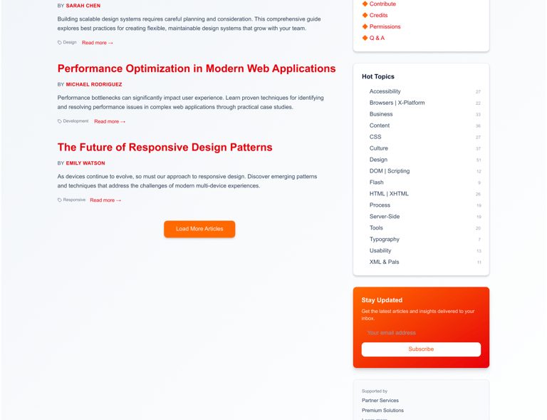 A redesigned website page