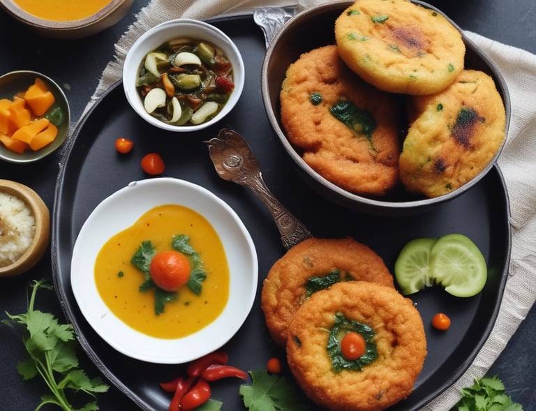 Elegant plating of a creamy dessert topped with edible flowers on a smooth amber plate.
