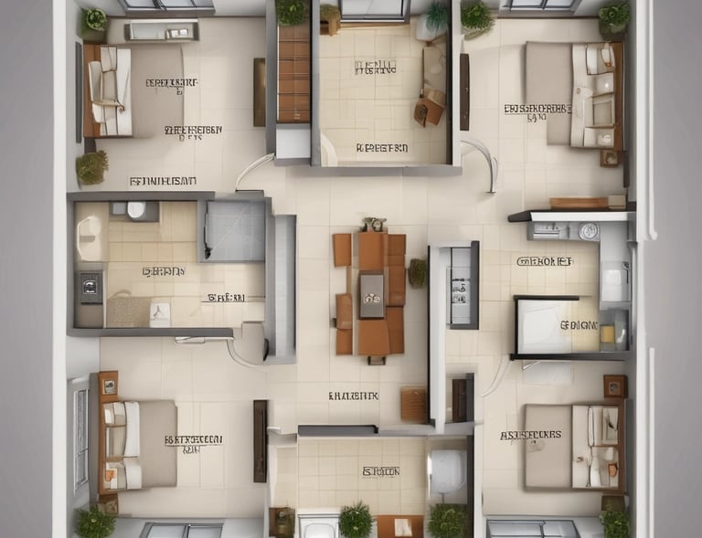 Structural drawing highlighting the foundation and support beams of a residential building.