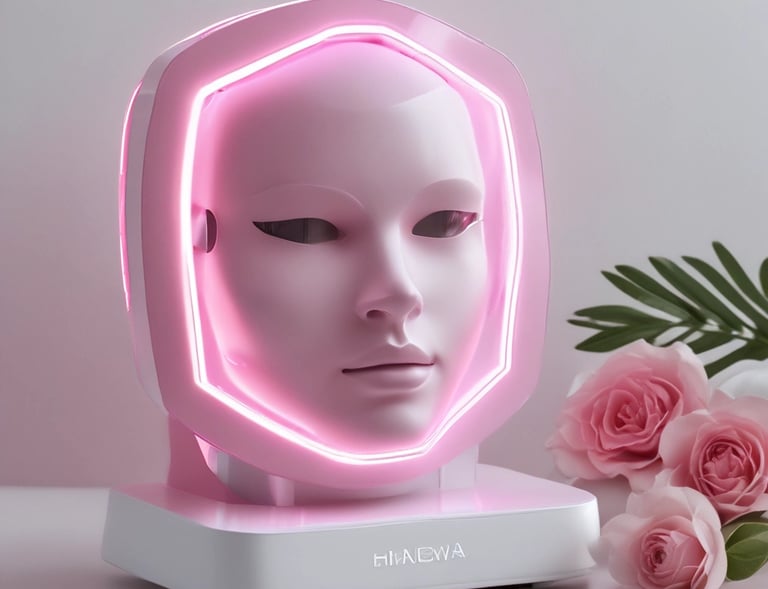 Close-up of a digital skin analyzer device displaying results on a sleek touchscreen.