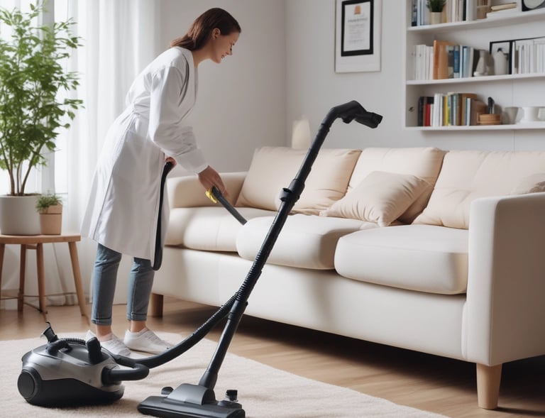 Close-up of a professional cleaner carefully wiping a glass surface with German precision.