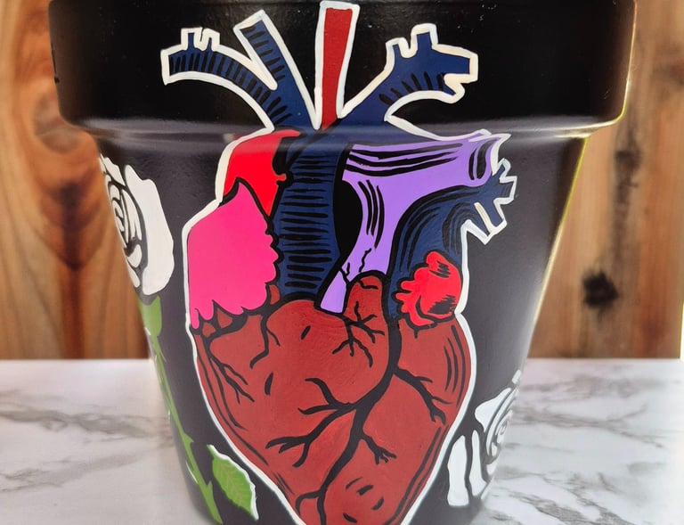 Anatomical Heart and Roses Planter