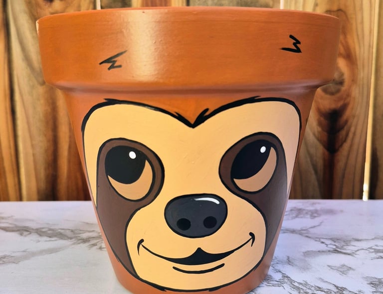 Sloth Hand-painted 6" Pot