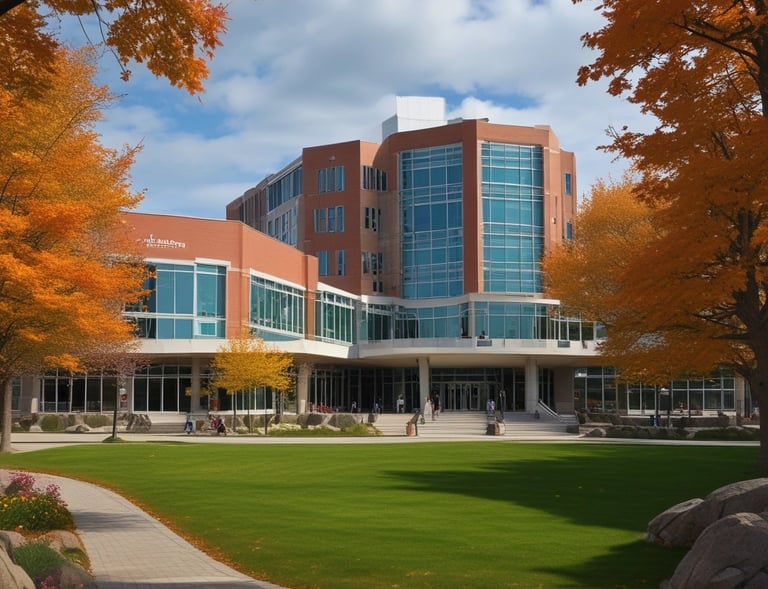 A vibrant library filled with students studying.