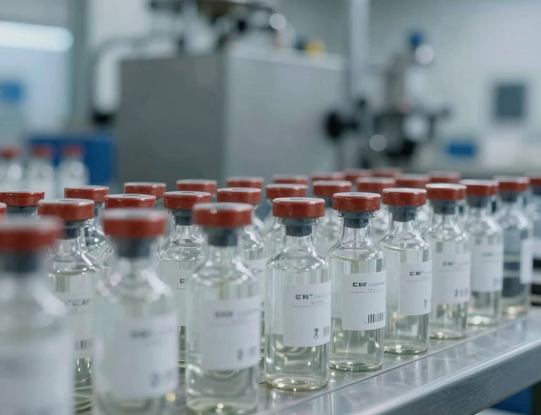 Peptides product bottles with clear labels set against a clean white background.