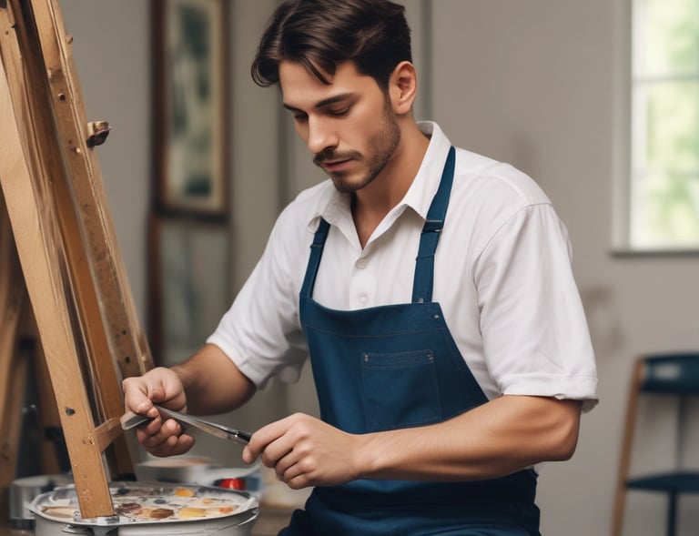Close-up of a friendly shop owner handing a package to a smiling customer.