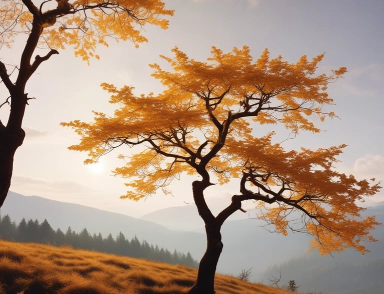A sleek, minimalist workspace with gold and black wallpaper samples on a white wall.