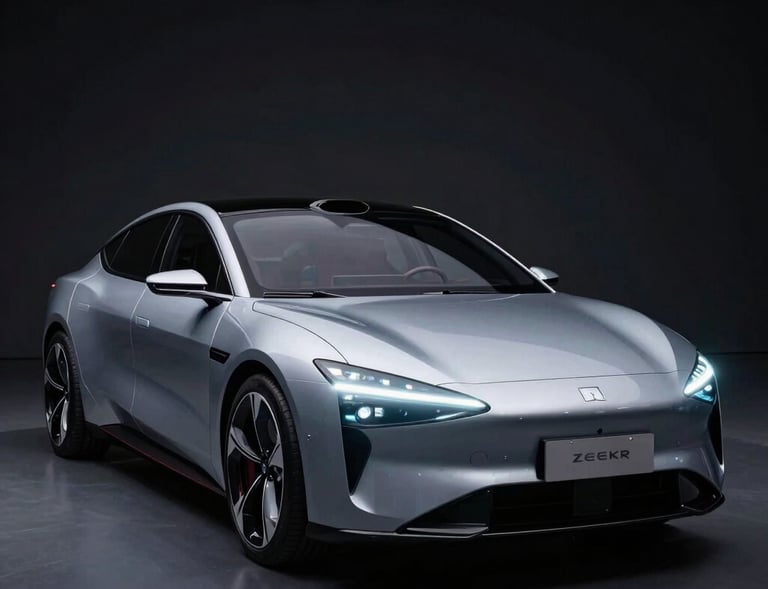 Conceito de carro elétrico chinês em estúdio escuro