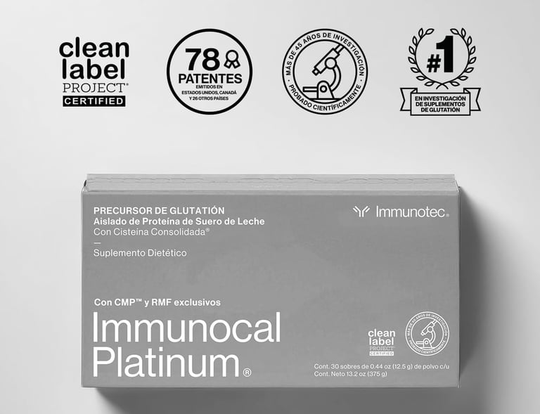 Immunocal Platinum: Precursor del Glutation potenciado con citratos de minerales y creatina.