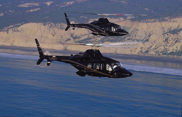 Two AW109 helicopters in flight, showcasing precision engineering and operational reliability.