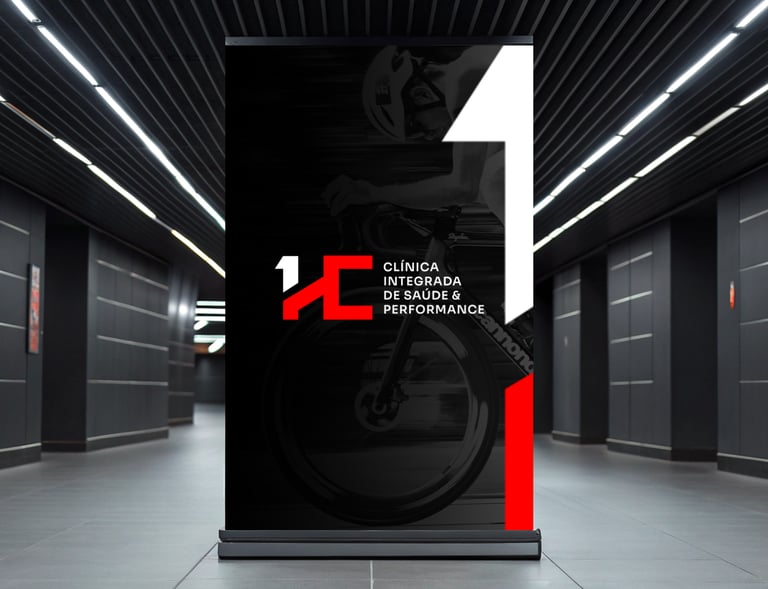 Banner da HC Clínica Integrada de Saúde e Performance, em um ambiente subterrâneo.