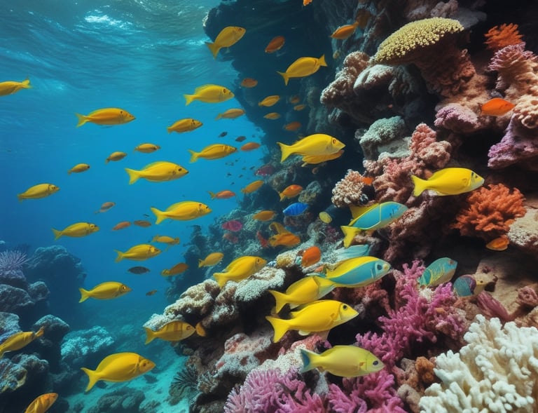 A scenic view of the Hurghada coastline with palm trees.