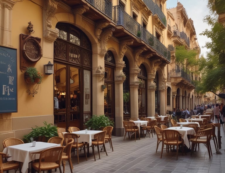 A vibrant photo showcasing a bustling market in Spain.