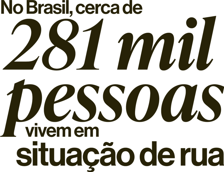 Imagem contendo texto "No Brasil, cerca de 281 mil pessoas vivem em situação de rua"