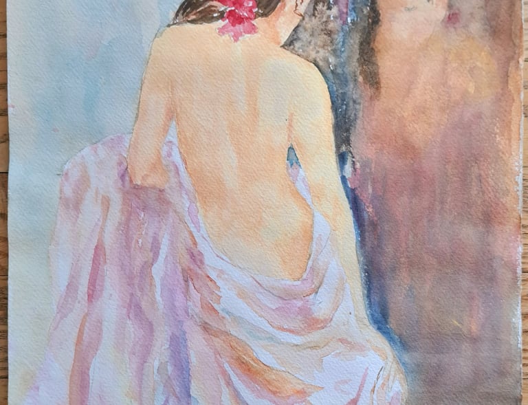 Sheila Fossen's water color painting on canvas. Unique painting using water colors