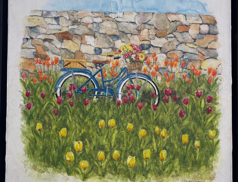 Sheila Fossen's water color painting on canvas. Unique painting using water color paint