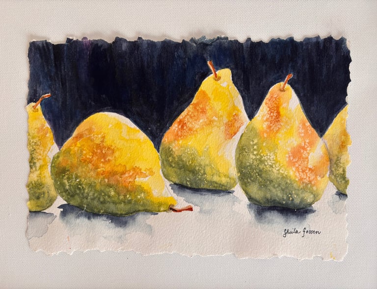 Sheila Fossen's water color painting on canvas. Unique painting using water color paint