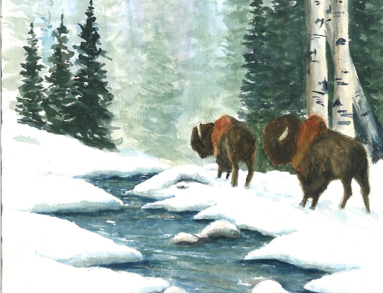 Sheila Fossen's water color painting on canvas. Unique painting using water color paint