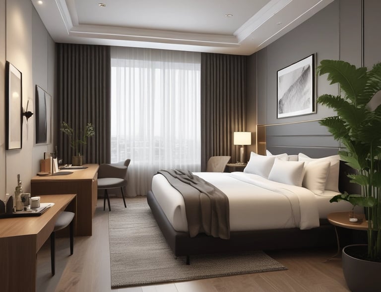 A vibrant outdoor wedding setup with elegant floral arrangements and twinkling fairy lights at dusk.