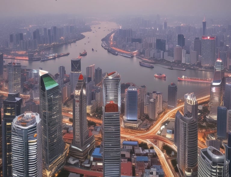 A long freight train with predominantly green cargo containers is seen on a railway track. The scene includes a red locomotive and a beige building nearby. Overhead power lines and autumnal trees in the background add to the industrial and serene atmosphere of the railway station.